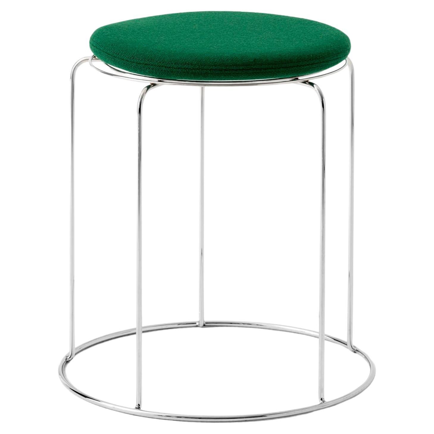 Tabouret VP11, acier poli miroir/hallingdal 944, de Verner Panton pour &T