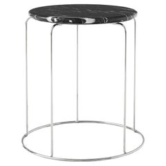 Kabelhocker VP11-Spiegel Polierter Stahl/Nero Marquina Marmor, Verner Panton für &T