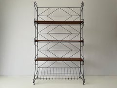 Wire Structured Self-standing Shelf Unit with 3 Shelves, 1960s, Italy