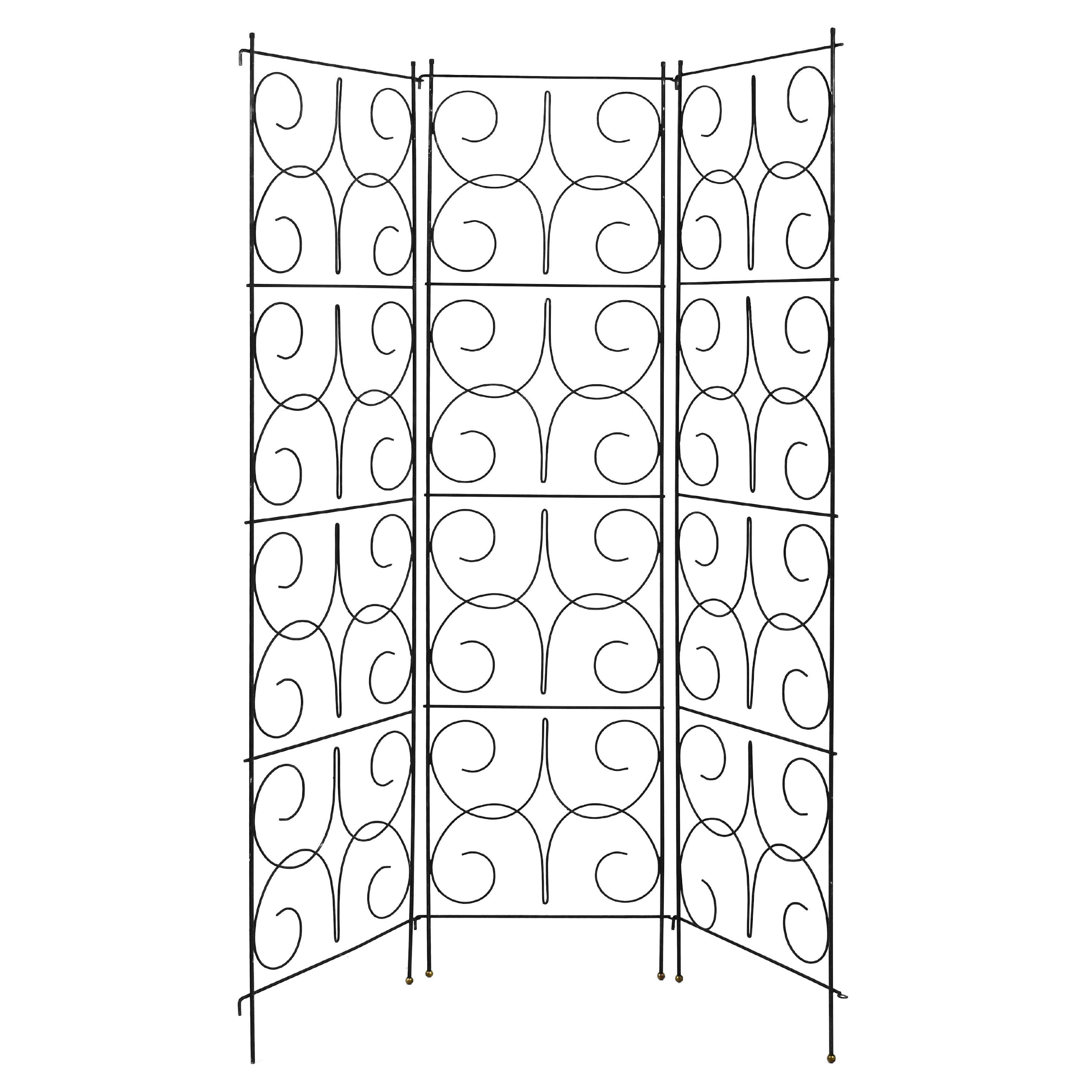 Wire Three-Panel Folding Screen For Sale