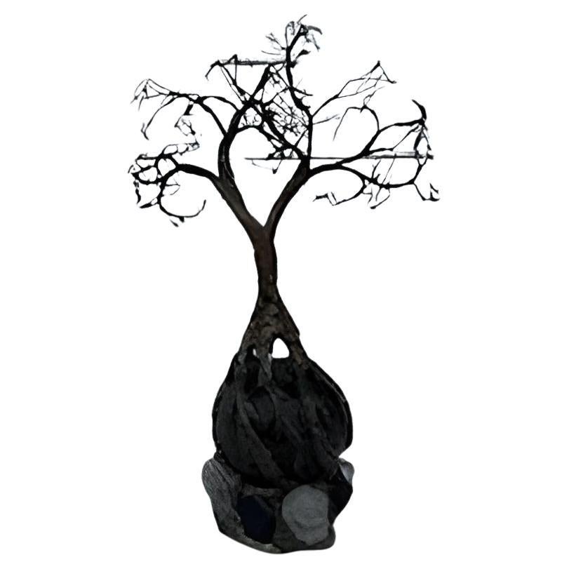 Escultura metálica del árbol de la vida de alambre