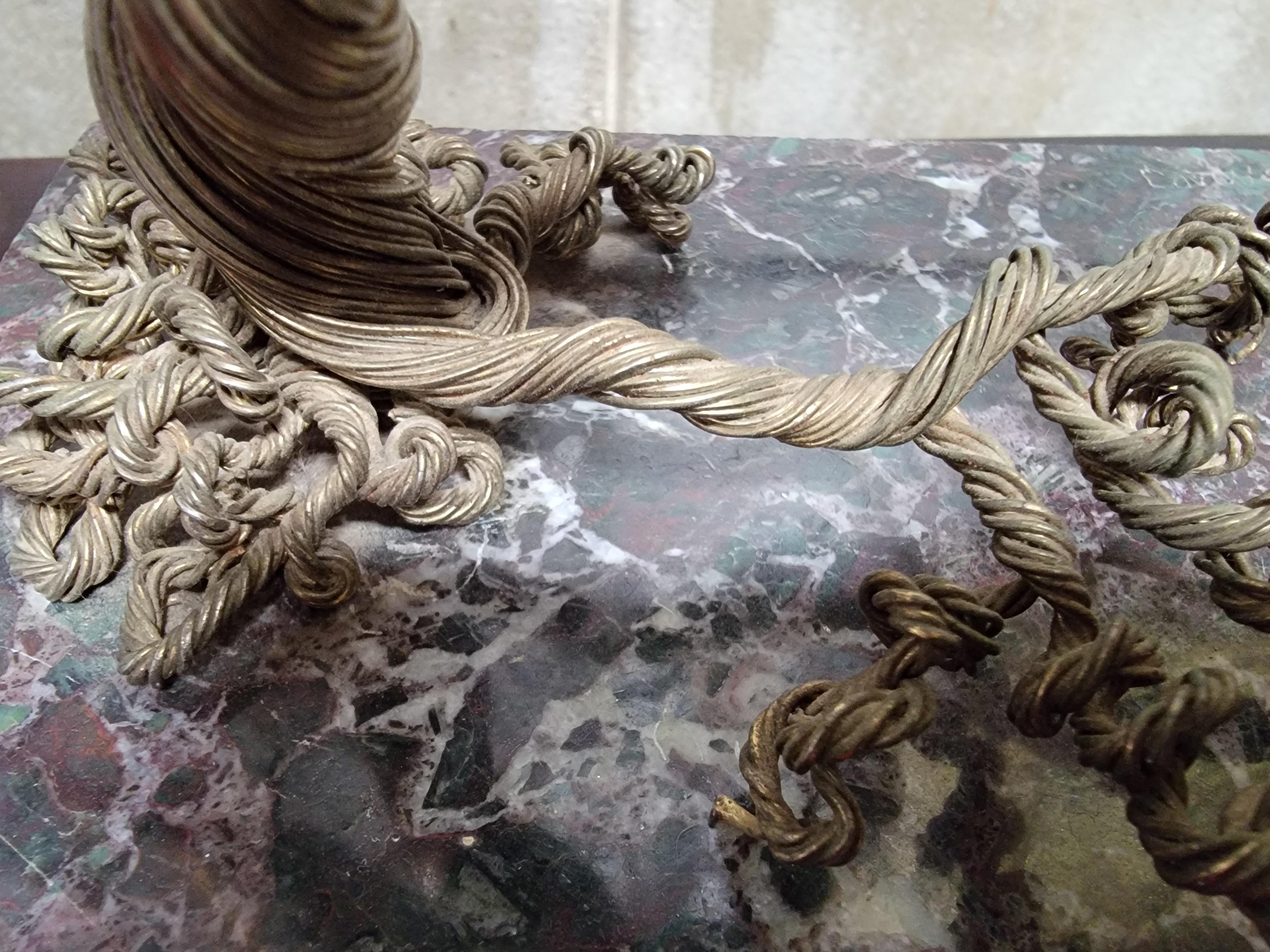 Wire Tree Sculpture on Marble Base, Artist Signed For Sale 6