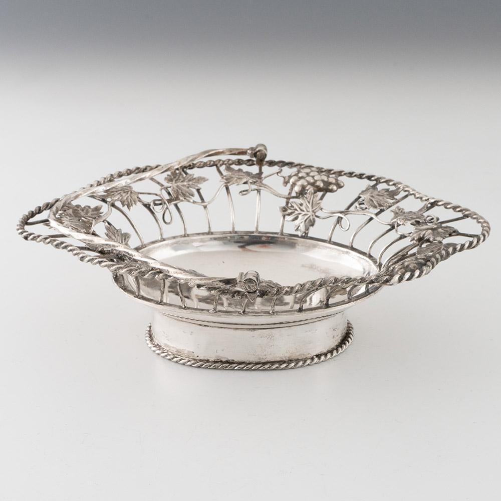 British Wire Work Silver Swing Handle Basket London 1766 For Sale