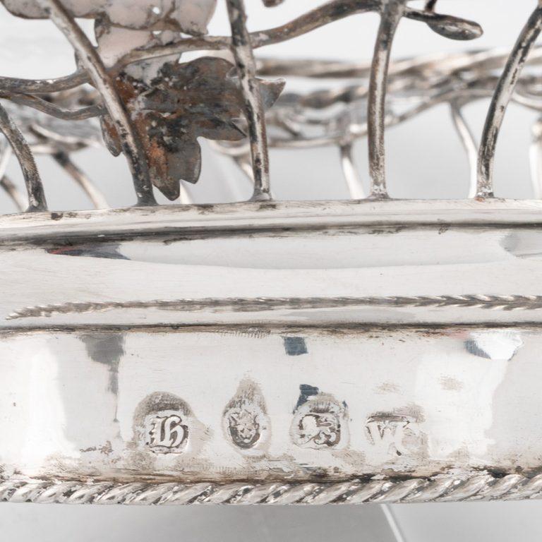 Wire Work Silver Swing Handle Basket London 1766 For Sale 1