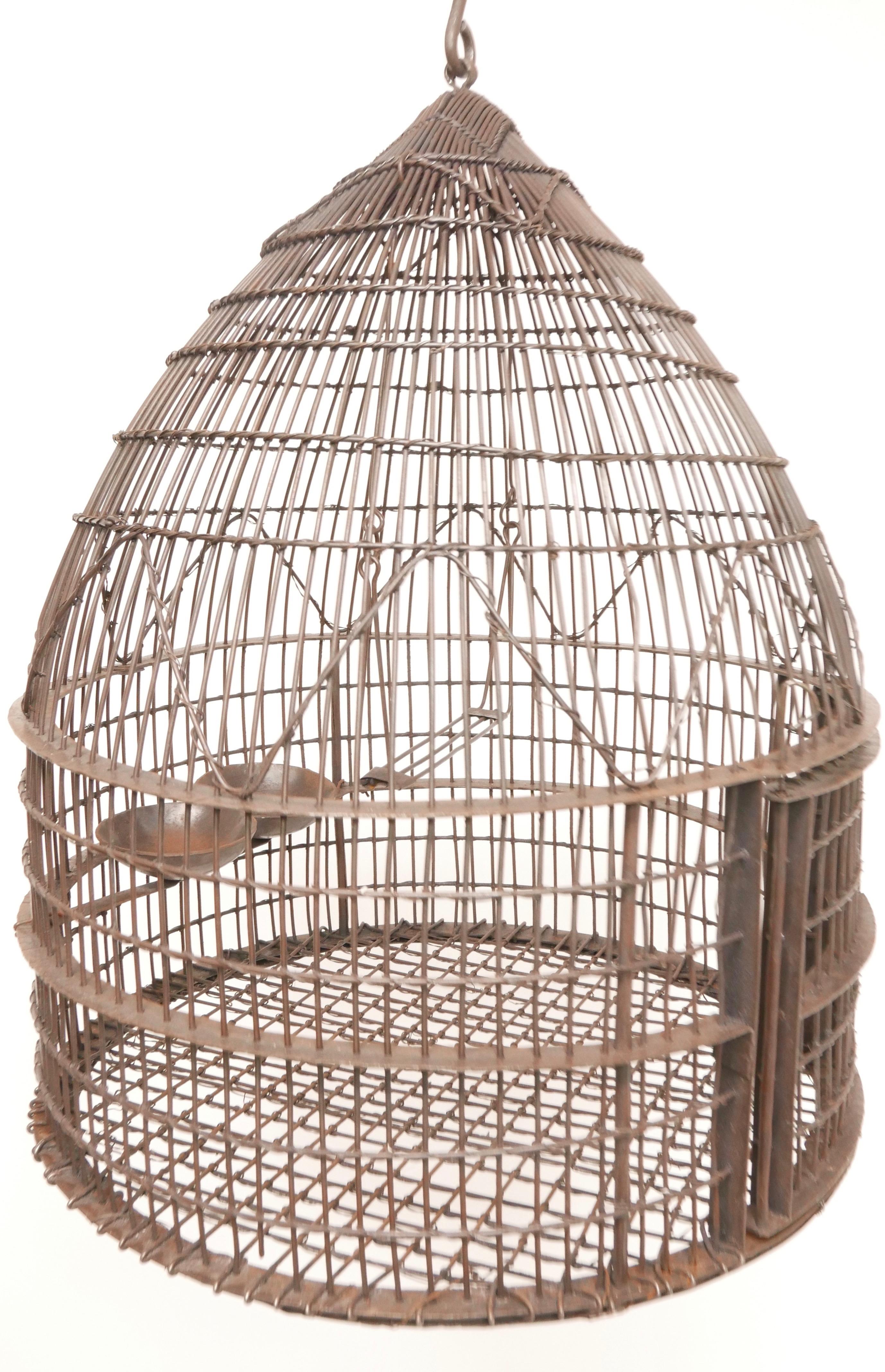 Wire Wrapped Dome Shape Iron Bird Cage, 19th Century In Good Condition In San Francisco, CA