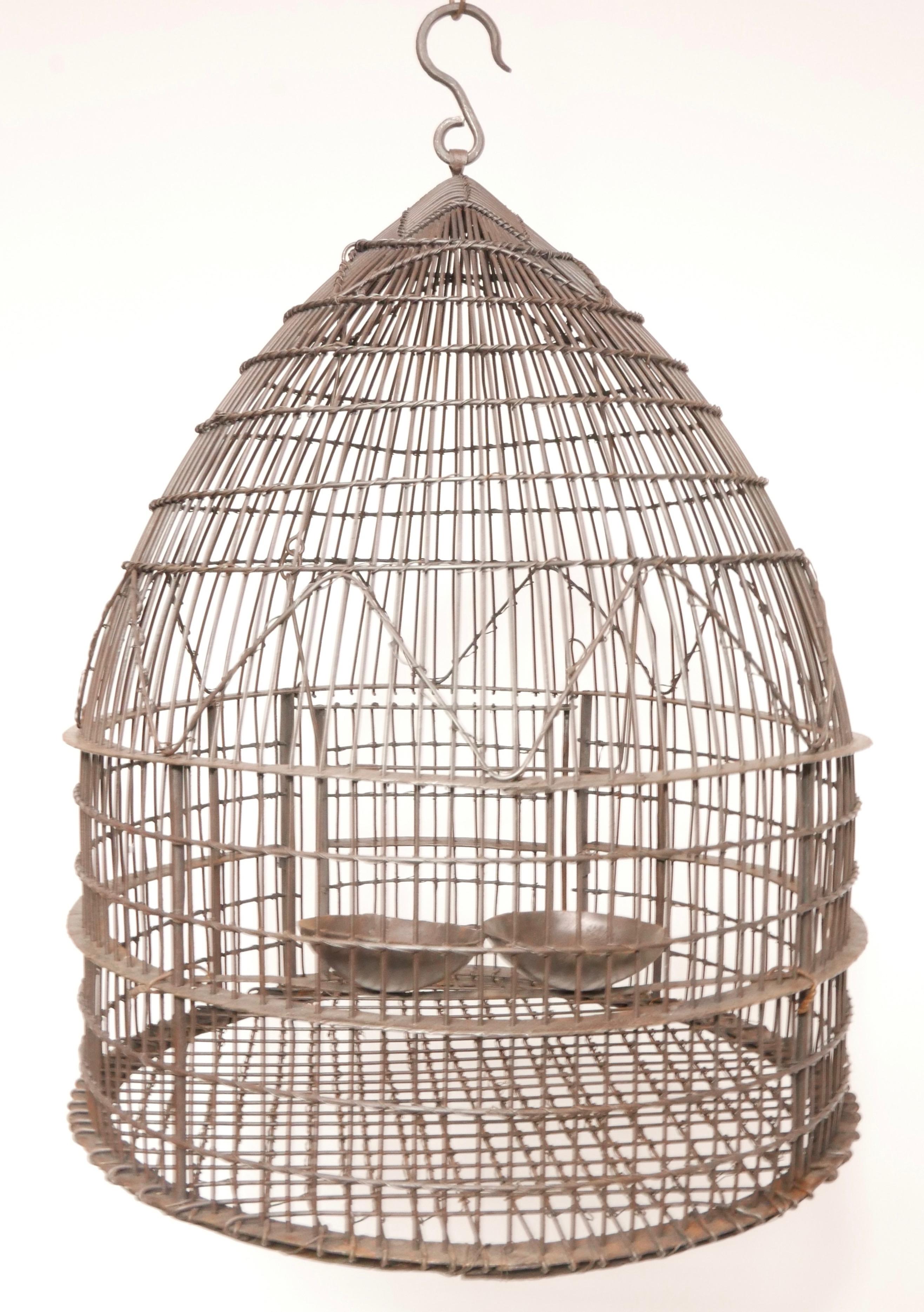 Wire Wrapped Dome Shape Iron Bird Cage, 19th Century 2