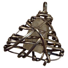 Wire-Wrapped Pendant Featuring a Raw Gemstone Quartz Silver-plated