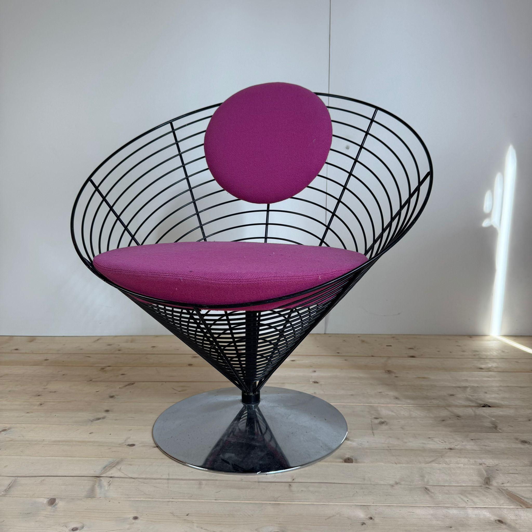 Fil métallisé Fauteuil Wirecone, Verner Panton en vente