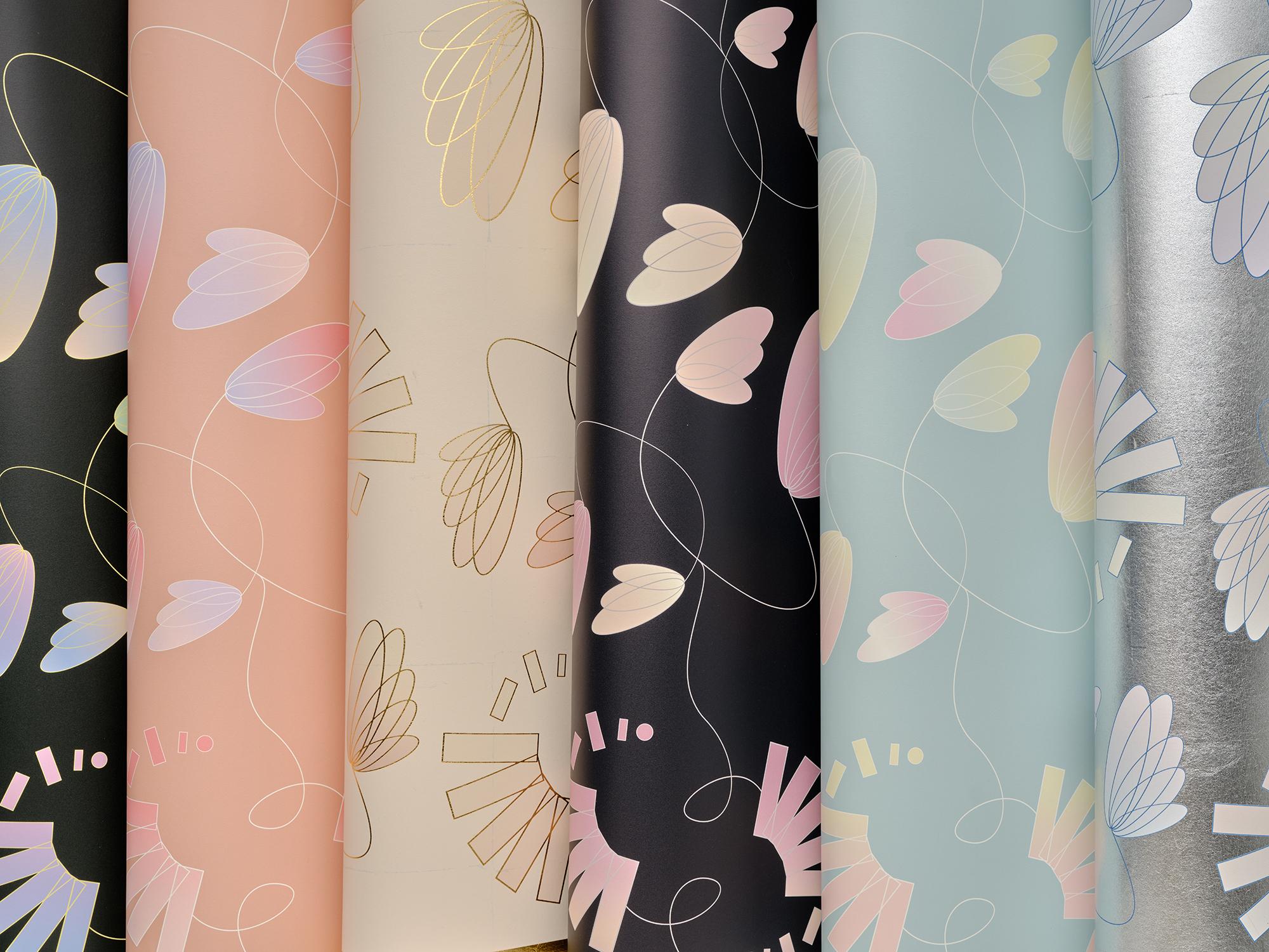 Papel Pintado Ombre Cableado de Inspiración Art Decó Estadounidense en venta