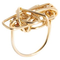 Wired Cocktail Ring 14 K in Yellow Gold F. Art Piece.