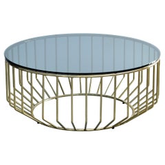 Wired Coffee Table- 32" with Glass by Phase Design, Smoked Brass