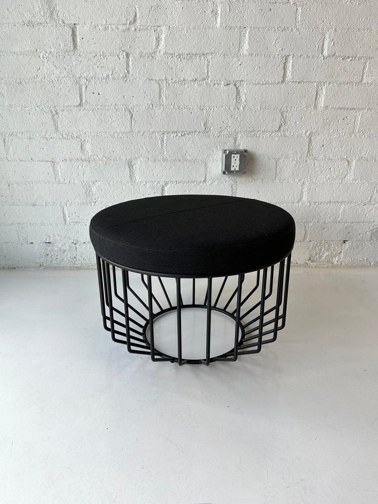 Wired Ottoman, by Phase Design, Flat Black and Kvadrat Remix Fabric For
