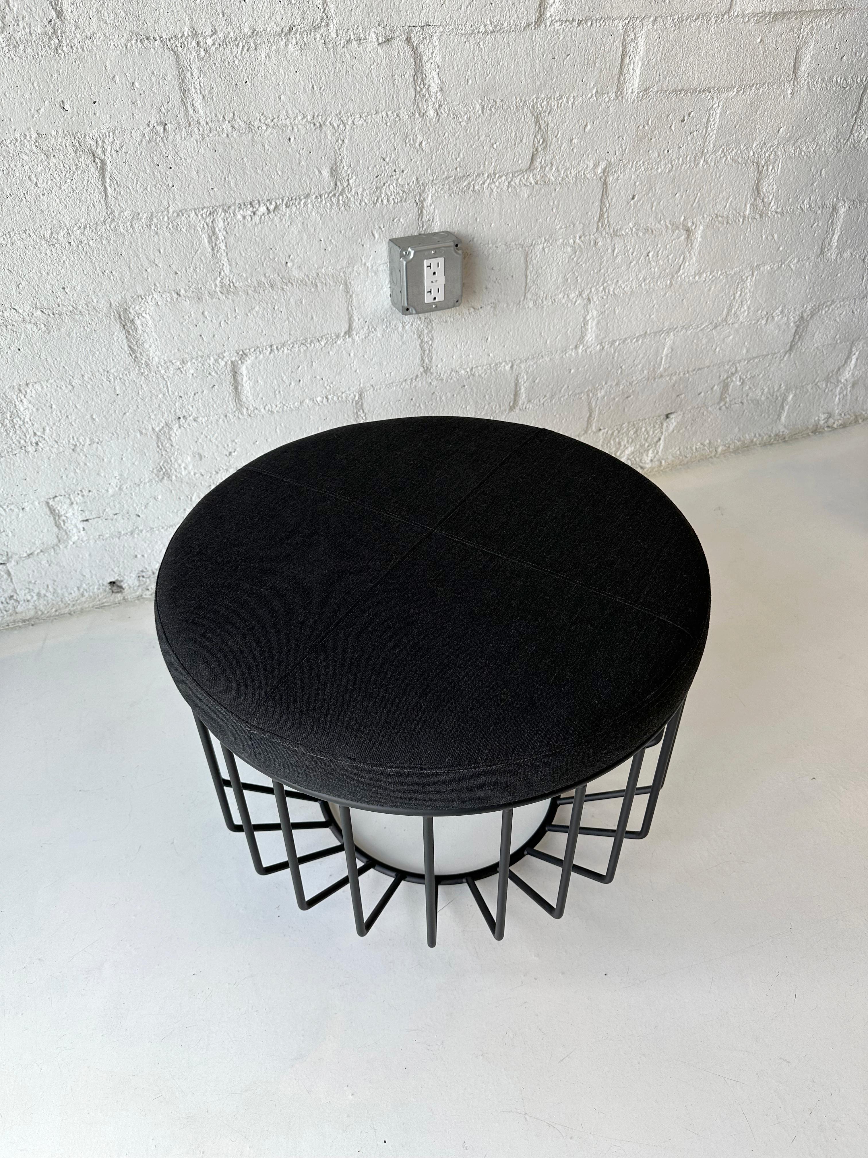 American Wired Ottoman, by Phase Design, Flat Black & Kvadrat Remix Fabric For Sale