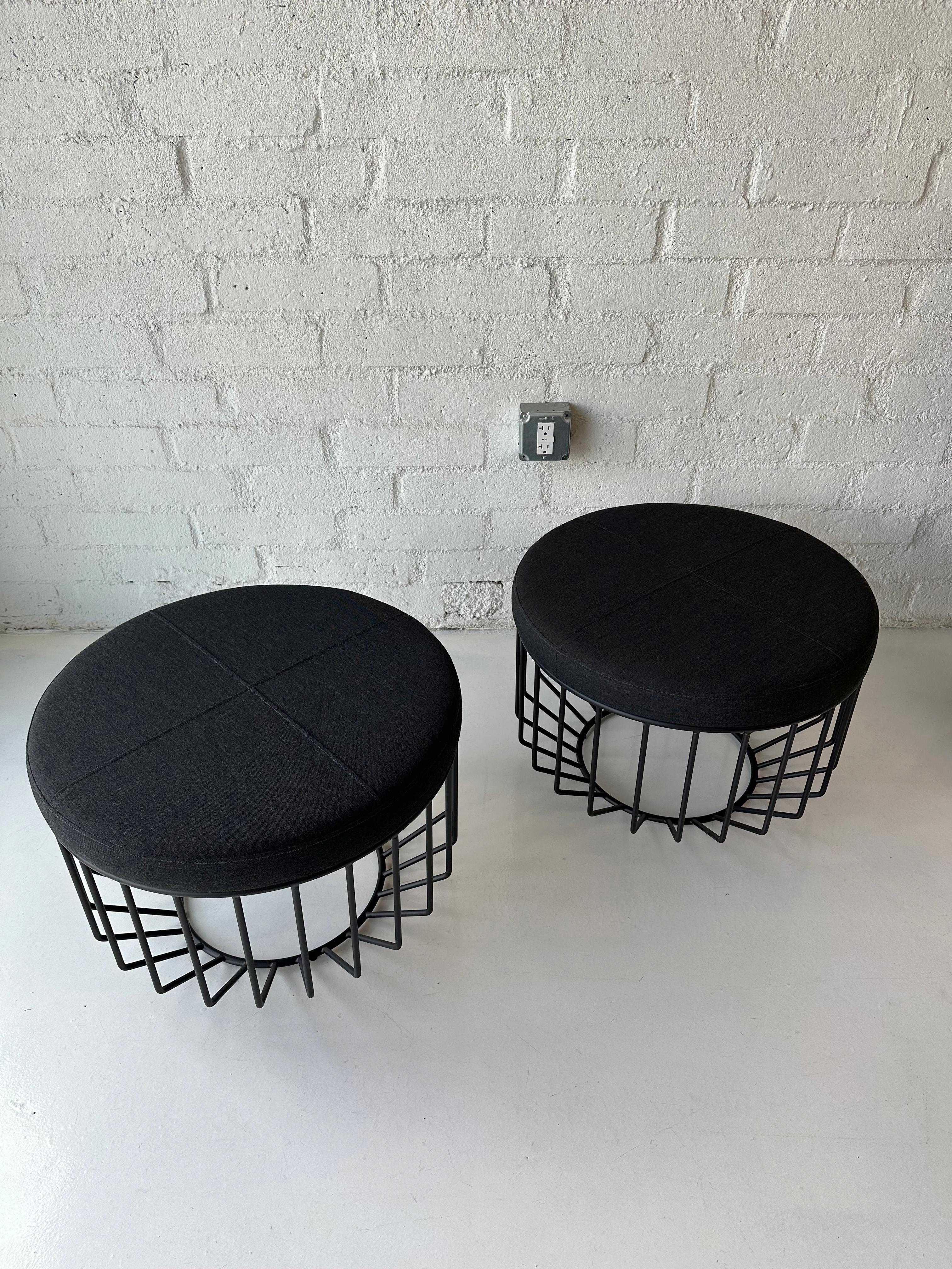 Wired Ottoman, by Phase Design, Flat Black & Kvadrat Remix Fabric In Excellent Condition For Sale In North Hollywood, CA