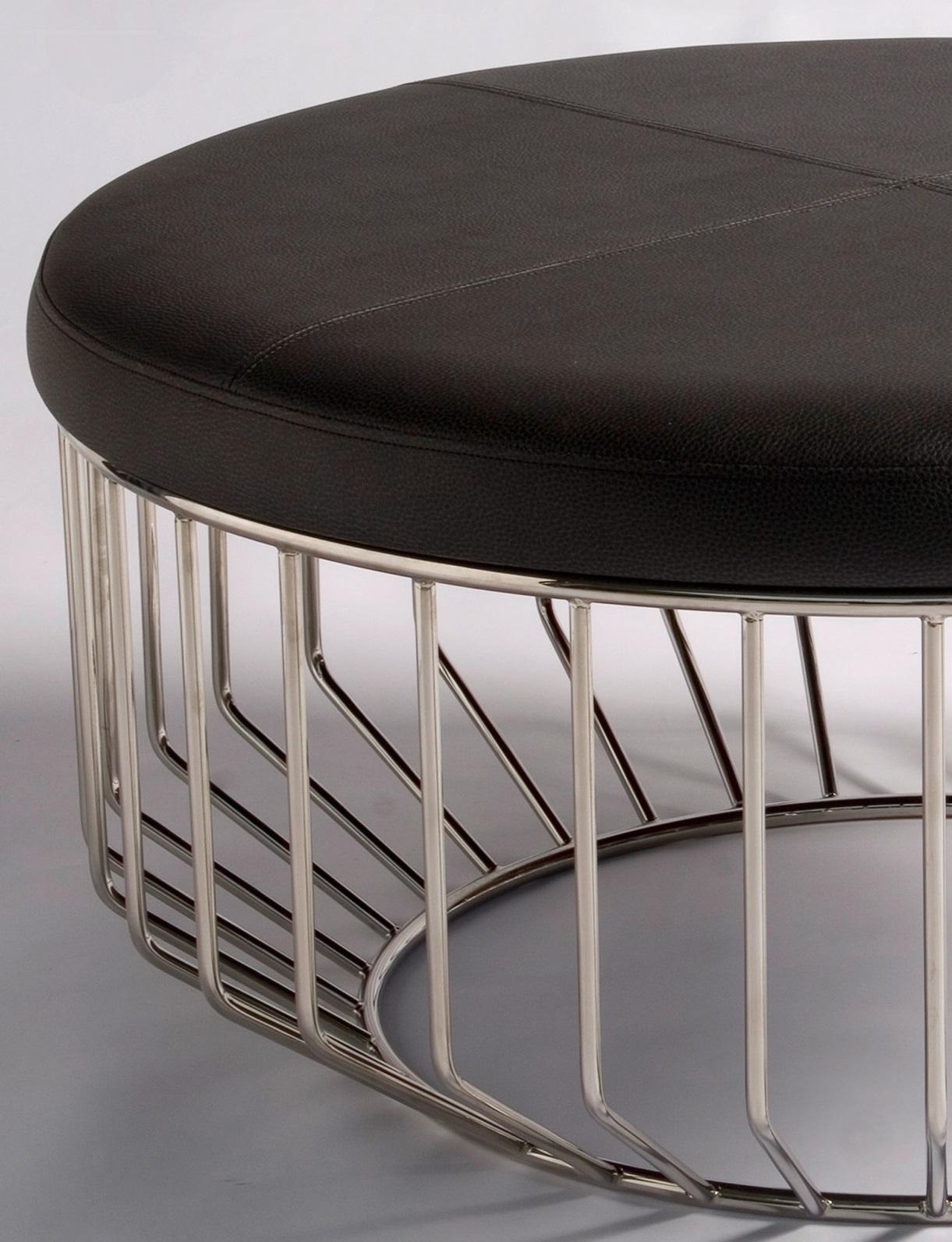 Polished Wired Ottoman by Phase Design For Sale
