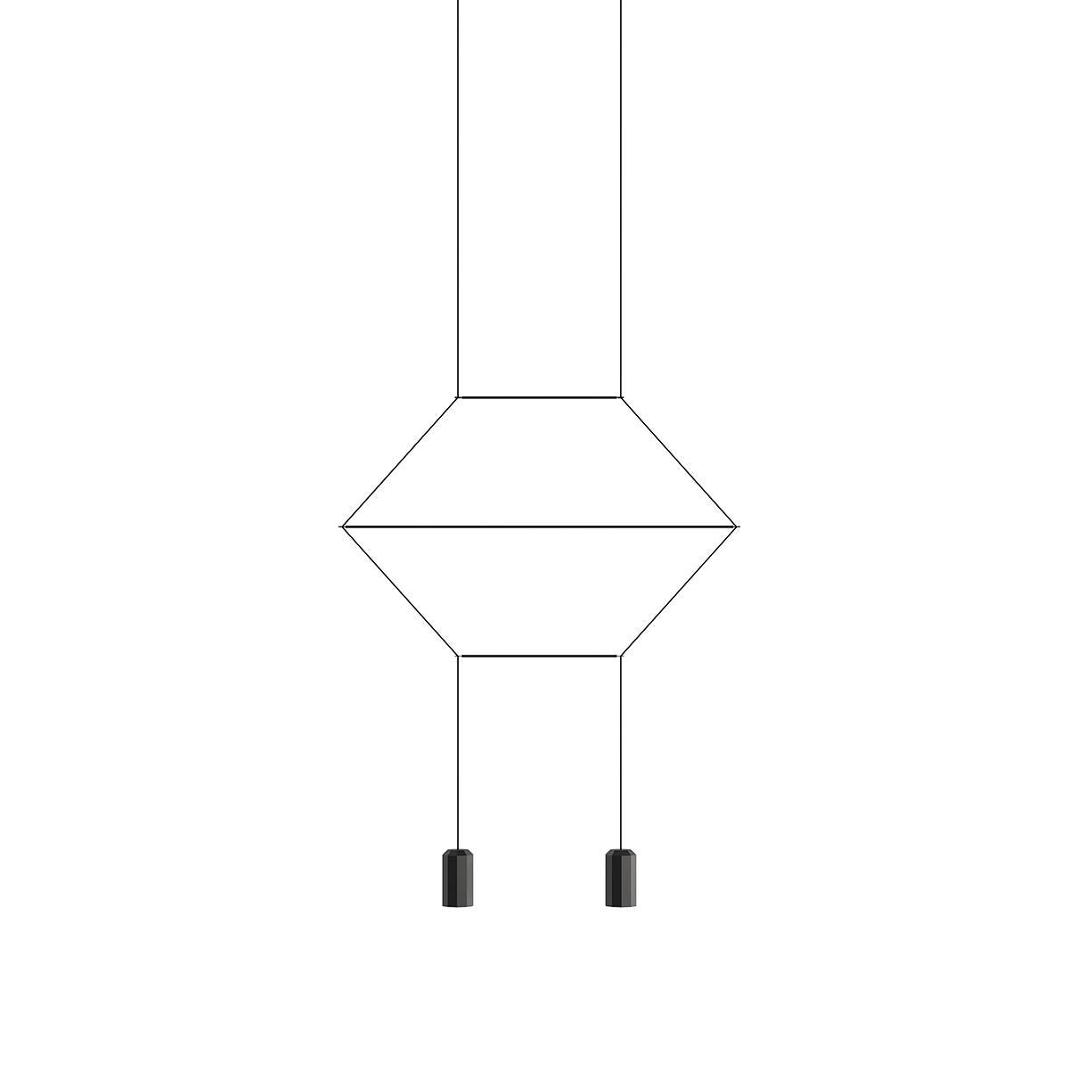 Wireflow designed by Arik Levy. Linear hanging lamp Its appearance, as a structure of fine cables finished with two 4.5W LED terminals, is ideal for discretely connecting with Classic chandelier models, taking this type of lamp to a new, ground