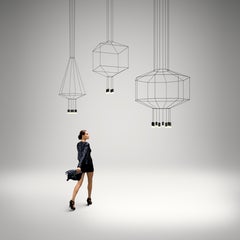 Wireflow Octagonal Pendant Light in Black by Arik Levy