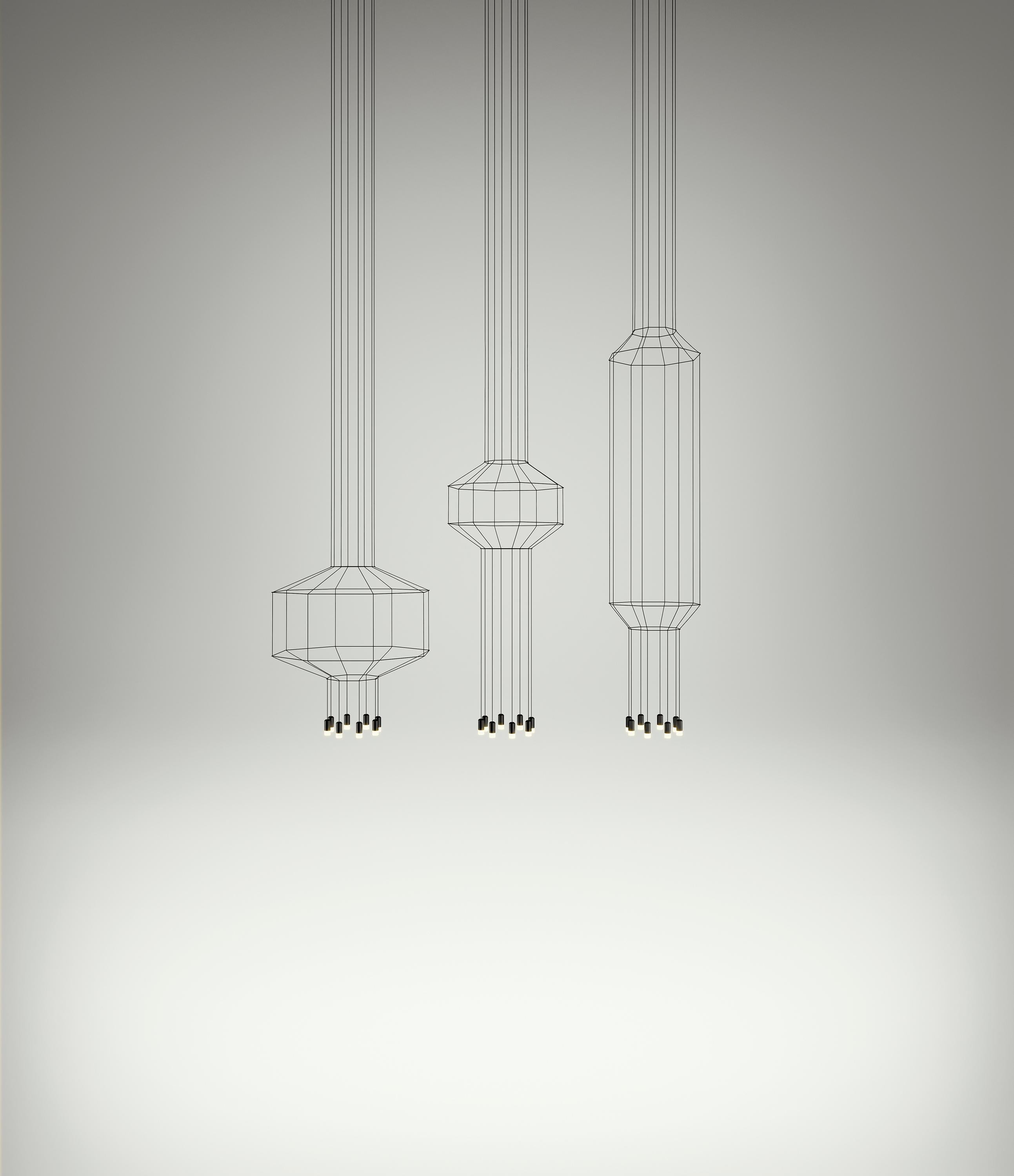 Modern Wireflow Octagonal Pendant Light in Black by Arik Levy For Sale