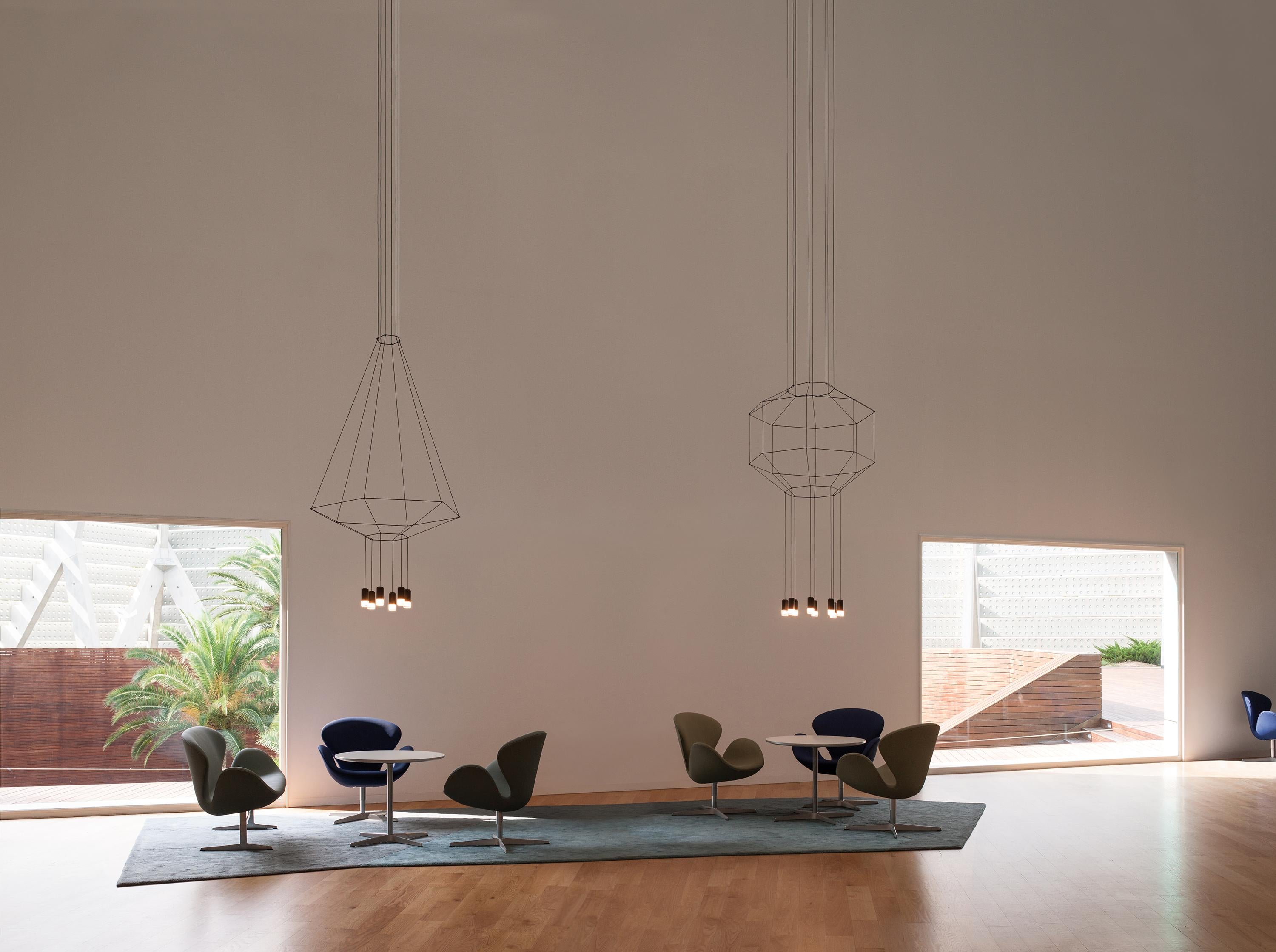 Wireflow Square Pendant Light in Black by Arik Levy For Sale 2