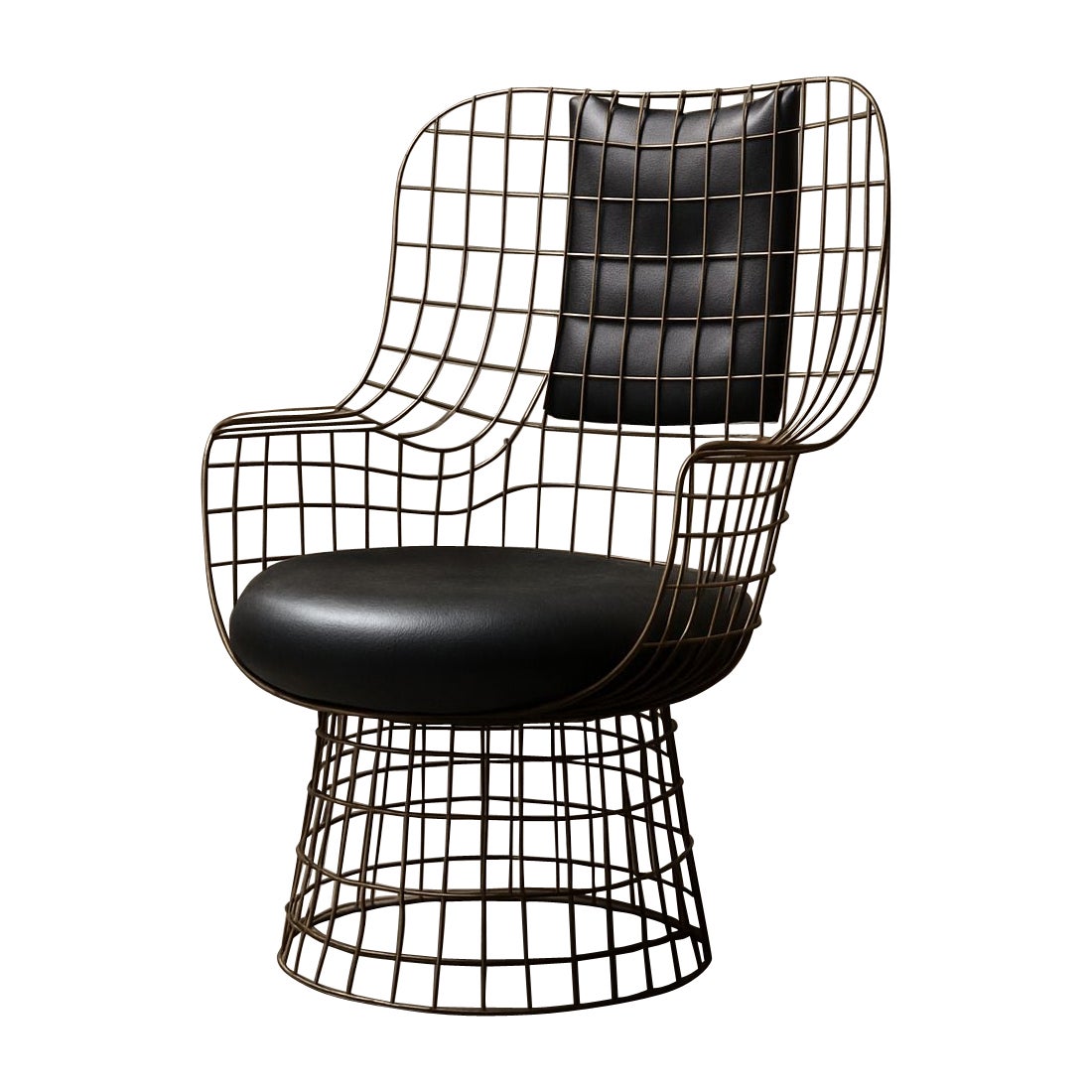 Wireframe Armchair in Bronze & Leather by Marsica Fossati