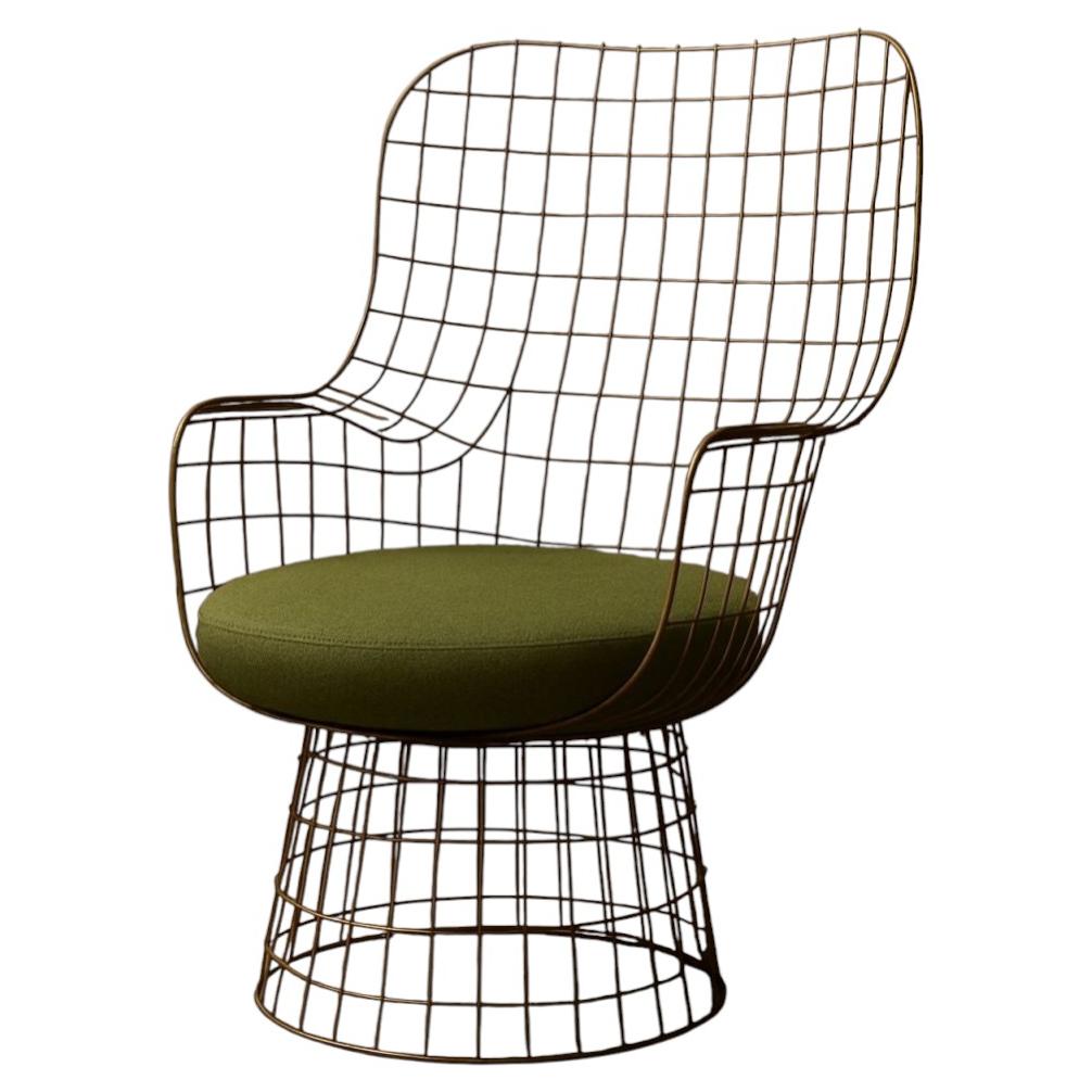Wireframe Brass Armchair by Marsica Fossati