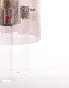 Wireless Italian Dimmable Smoked Murano Glass Space Age Nickel Portable Lamp