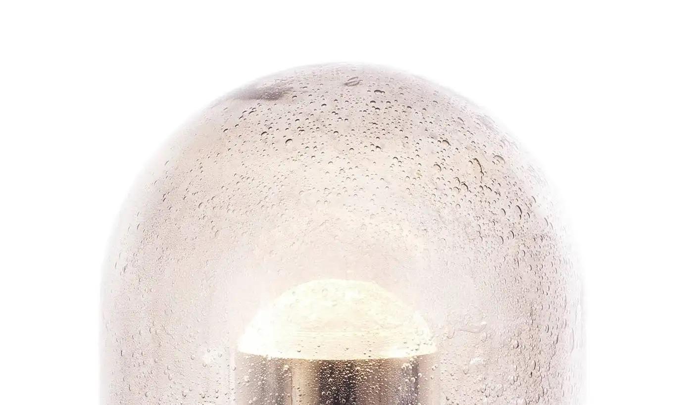 Mid-Century moderno Lampada portatile senza fili in vetro di Murano fumé, dimmerabile, in nichel, dell'era dello spazio in vendita