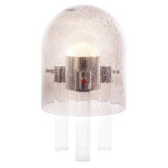 Wireless Italian Dimmable Smoked Murano Glass Space Age Nickel Portable Lamp