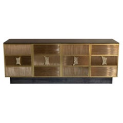 Armoire en laiton "Wires" de Flair Firenze avec dessus en verre fumé