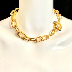 Wirewrap Fancy Link Necklace with a Kyanite set clasp