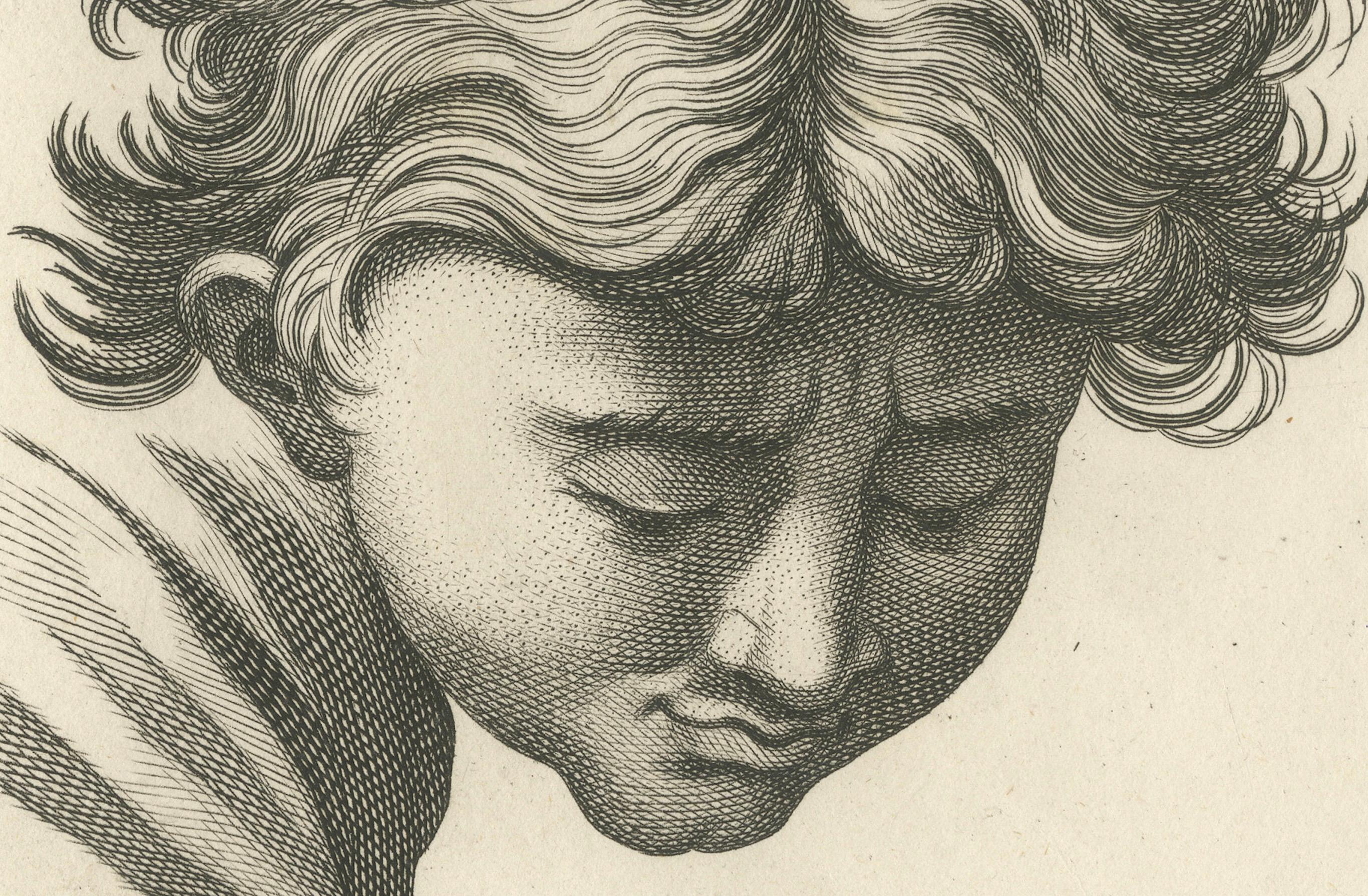 Milieu du XVIIIe siècle Sagesse et innocence : Contrastes dans le temps Gravure de Pigné, 1740 en vente
