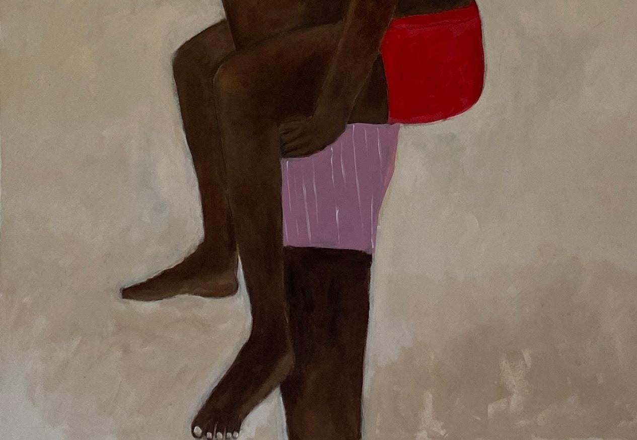 Burden of Love -21. Jahrhundert, Zeitgenössisch, Figurativ, Neo-Expressionismus, Funky (Braun), Portrait Painting, von Wisdom Uche