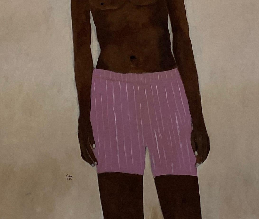 Compagnon 1 -21e siècle, Contemporain, Figuratif, Néo-expressionnisme, Bee Love - Marron Figurative Painting par Wisdom Uche