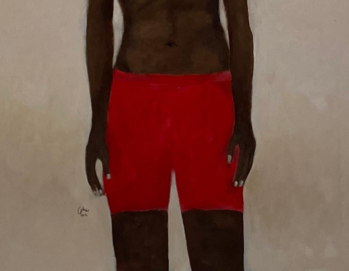 Compagnon 2 -21e siècle, Contemporain, Figuratif, Néo-expressionnisme, Bee Love - Marron Figurative Painting par Wisdom Uche