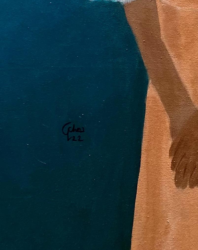 Esosa - Portrait Painting Blu di Wisdom Uche