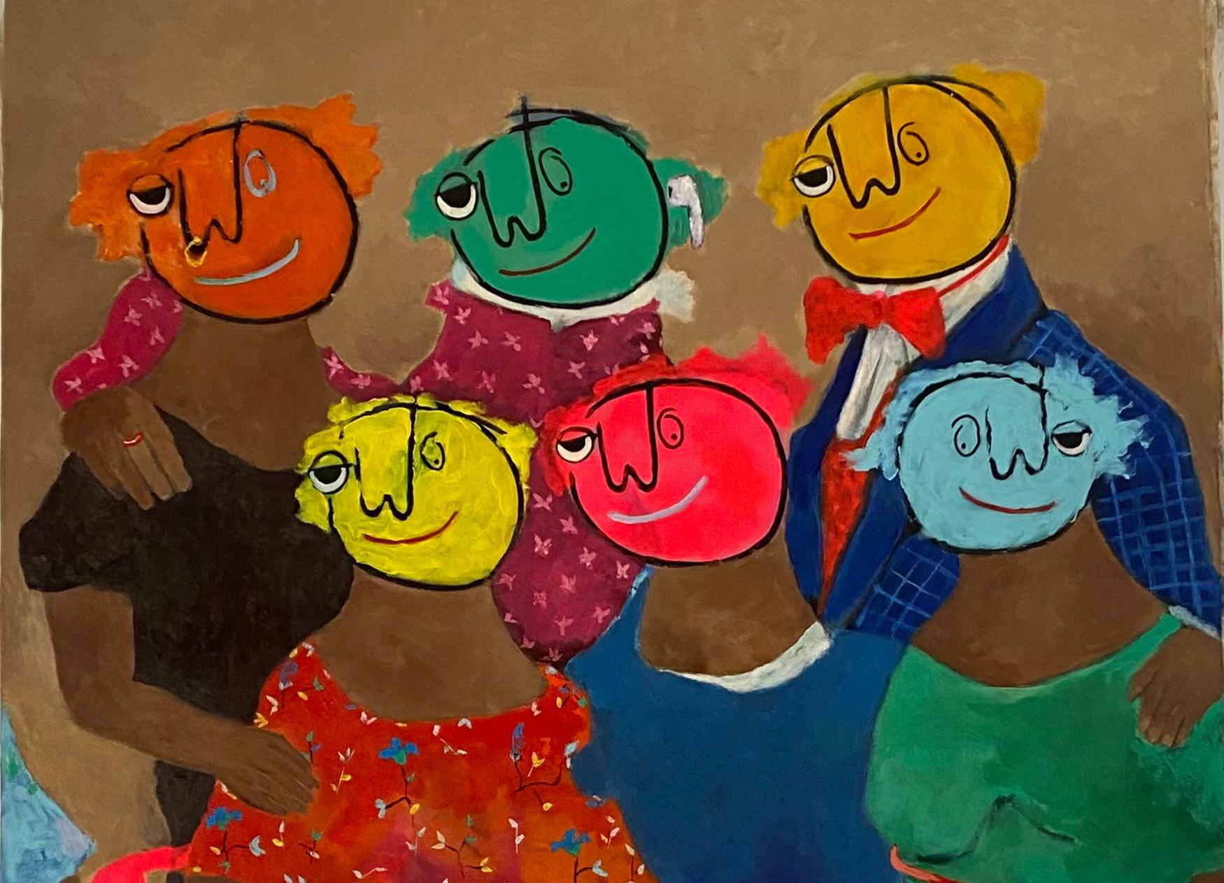 Potrait de famille II - Painting de Wisdom Uche