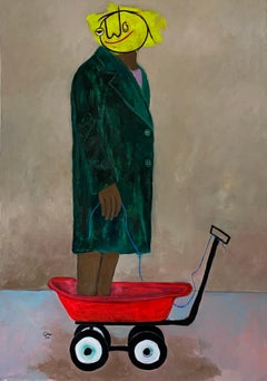 Lady on Red Wagon - 21e siècle, Contemporain, Figuratif, Néo-expressionnisme