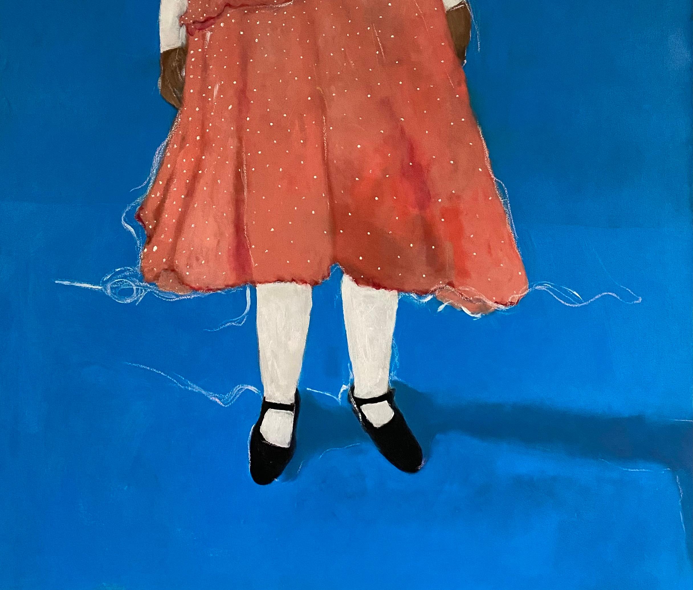 Nicole - 21st Century, Contemporary, Figurative, Neo-Expressionism, Love, Girl - Blue Figurative Painting by Wisdom Uche