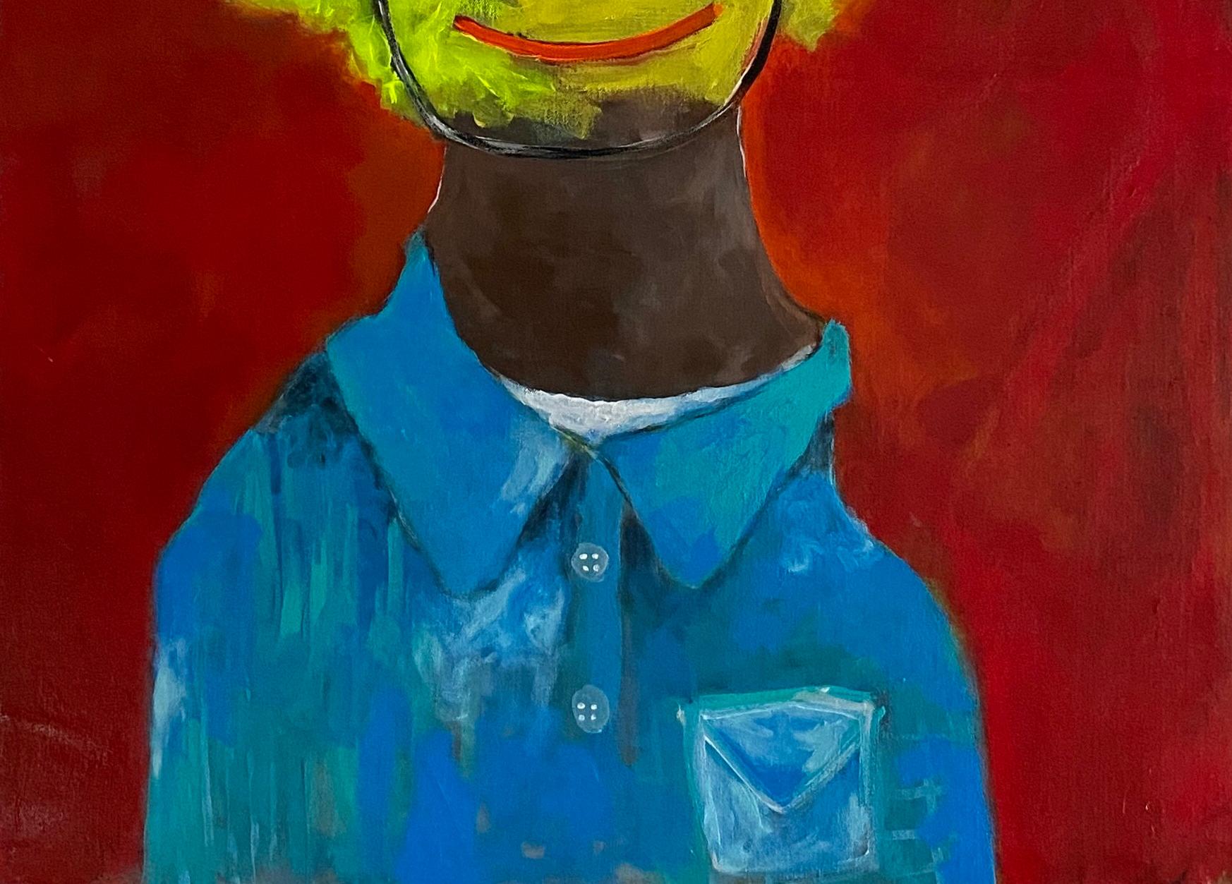 Pasaporte - Siglo XXI, Contemporáneo, Figurativo, Neoexpresionismo, Amor, Rojo - Figurative Painting Marrón de Wisdom Uche