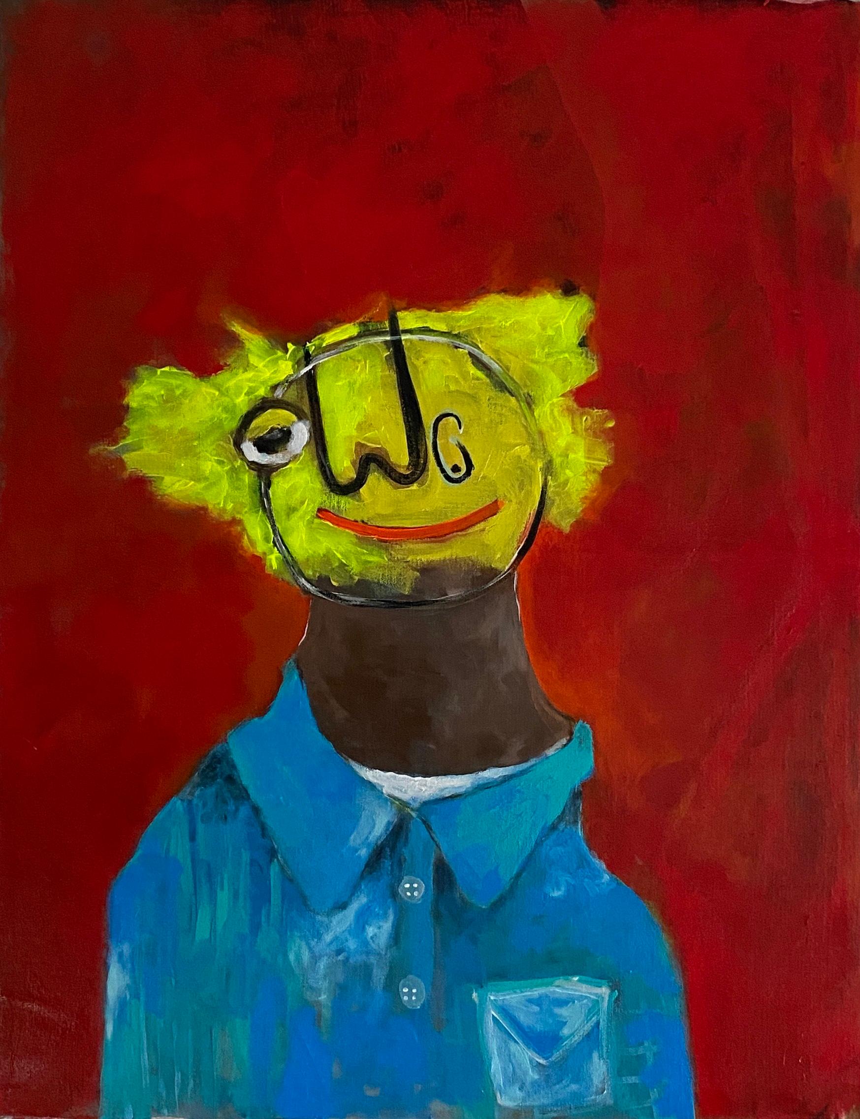 Figurative Painting de Wisdom Uche - Pasaporte - Siglo XXI, Contemporáneo, Figurativo, Neoexpresionismo, Amor, Rojo