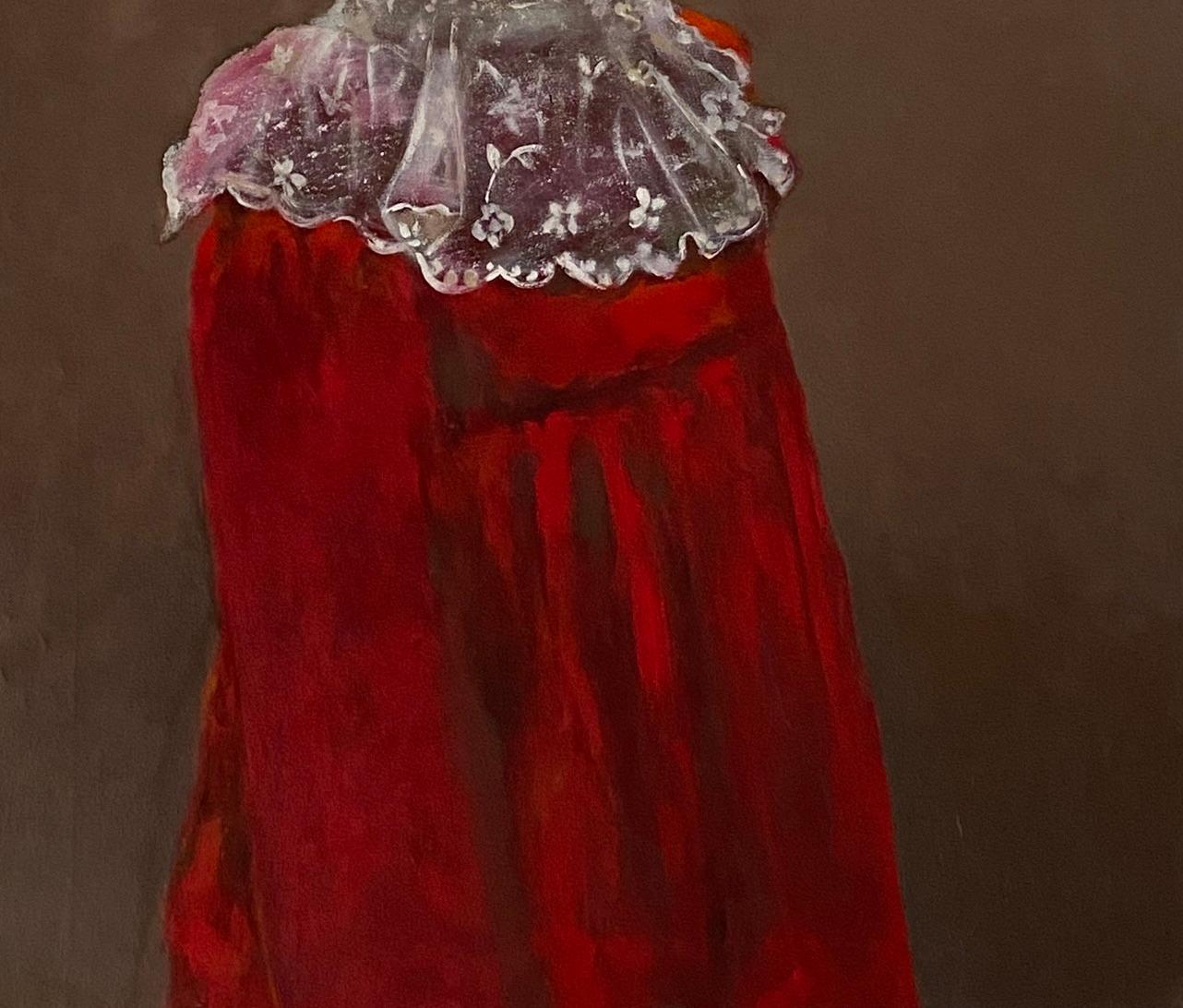 Vestido Rojo - Siglo XXI, Contemporáneo, Figurativo, Neoexpresionismo, Amor - Portrait Painting Marrón de Wisdom Uche