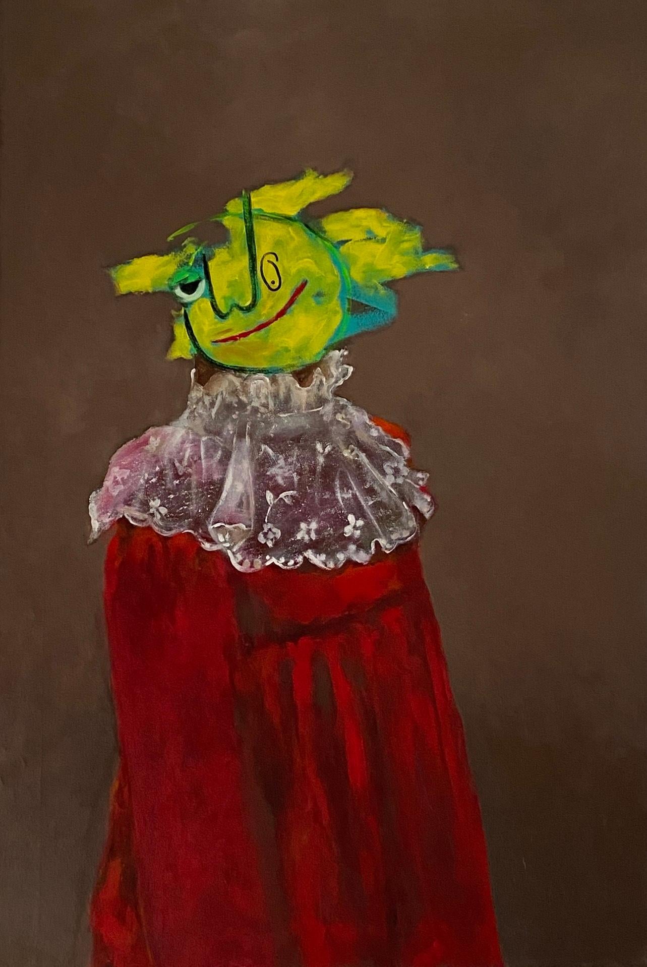 Portrait Painting de Wisdom Uche - Vestido Rojo - Siglo XXI, Contemporáneo, Figurativo, Neoexpresionismo, Amor