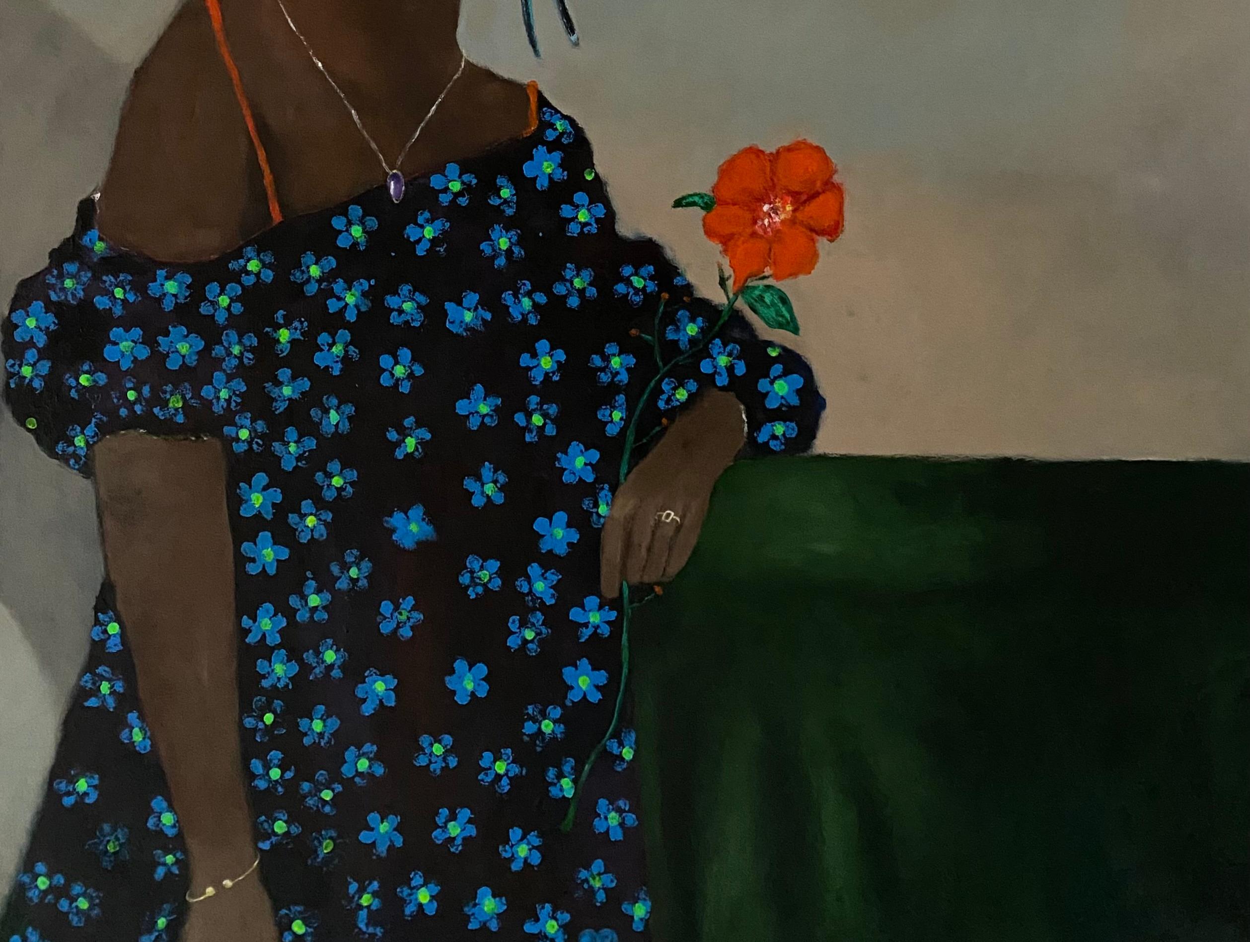 Rosa Roja - Siglo XXI, Contemporáneo, Figurativo, Neoexpresionismo, Moda - Figurative Painting Negro de Wisdom Uche