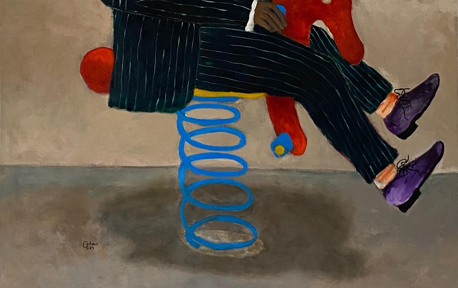 Spring Horse - 21st Century, Contemporary, Figurative, Neo-Expressionism, Modern - Brown Figurative Painting by Wisdom Uche