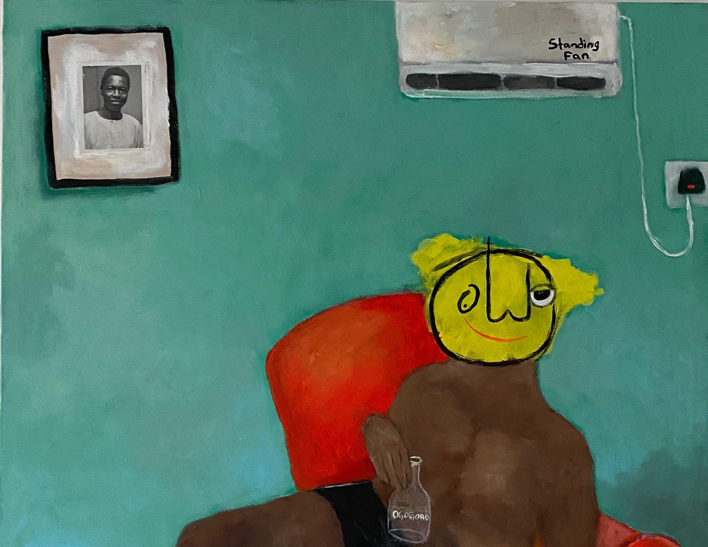 Abanico de pie - Siglo XXI, Contemporáneo, Figurativo, Neoexpresionismo, Hogar - Painting de Wisdom Uche