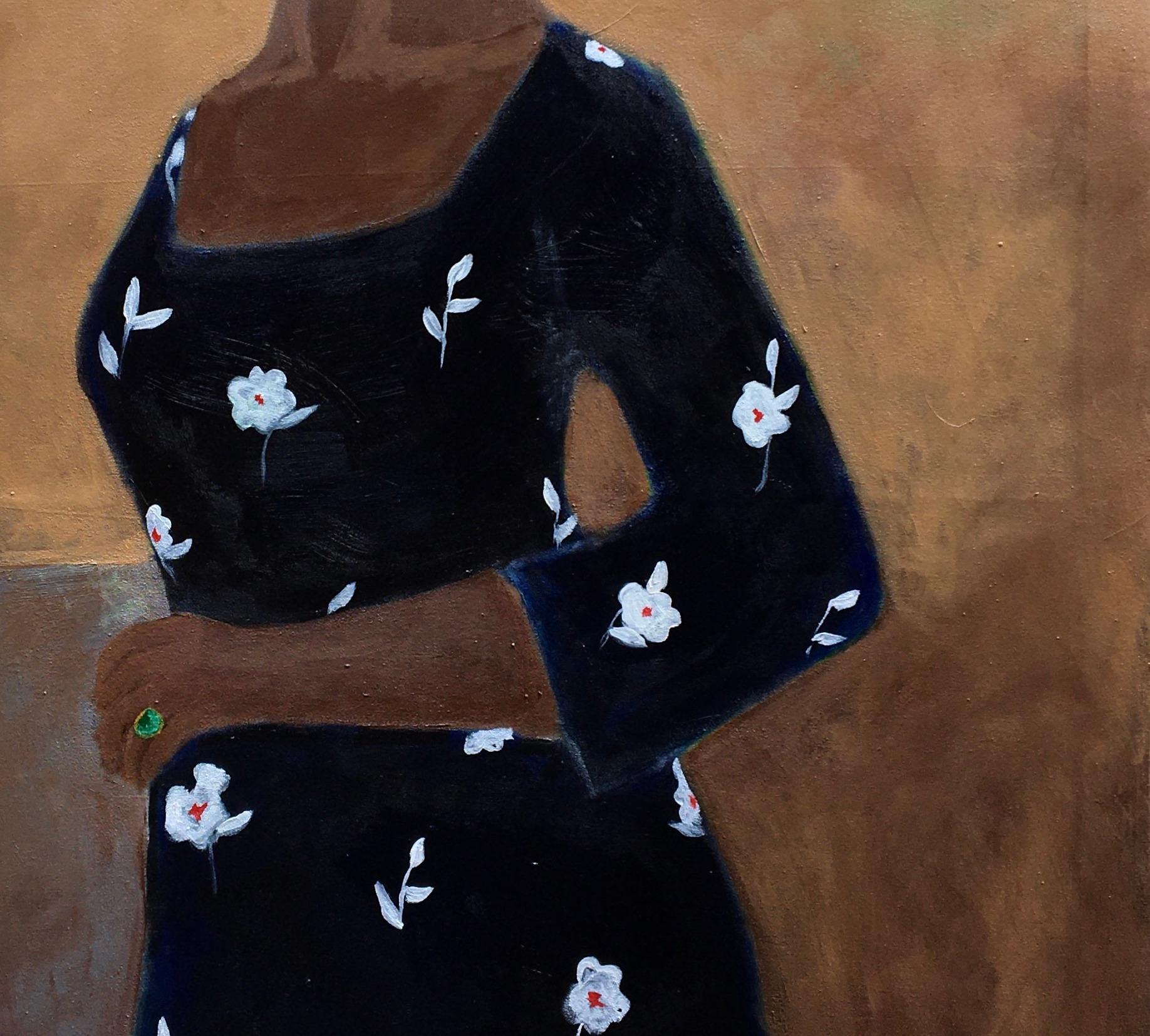 Untitled 1 - Black Portrait Painting by Wisdom Uche