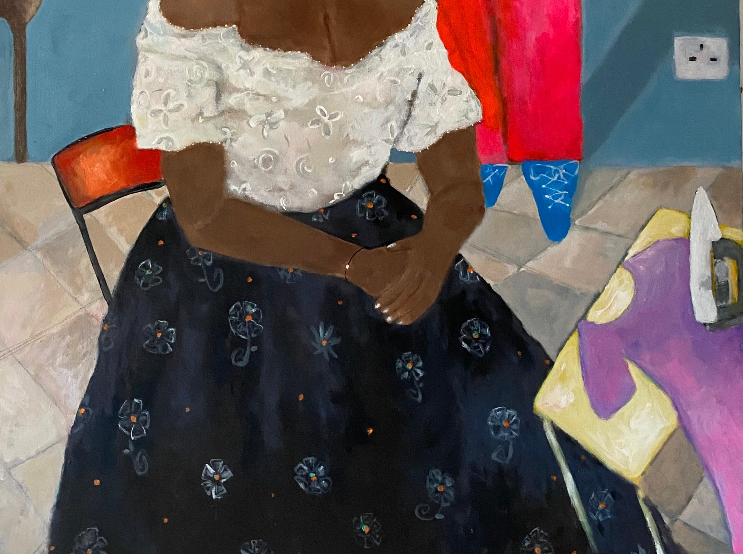 Sin título V - Siglo XXI, Contemporáneo, Figurativo, Neoexpresionismo, Amor - Portrait Painting Negro de Wisdom Uche