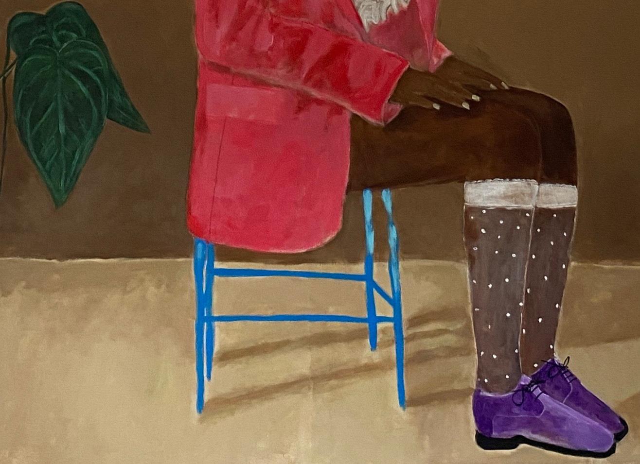 Untitled VII - 21ème siècle, Contemporain, Figuratif, Néo-expressionnisme, Funky - Marron Figurative Painting par Wisdom Uche