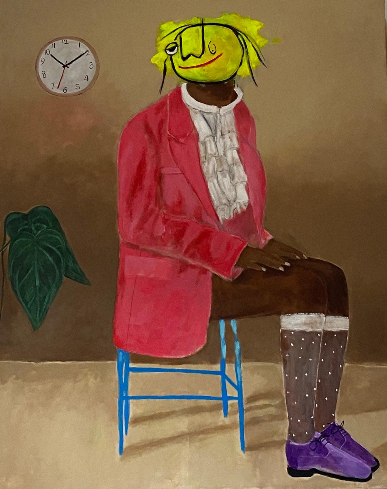Figurative Painting Wisdom Uche - Untitled VII - 21ème siècle, Contemporain, Figuratif, Néo-expressionnisme, Funky