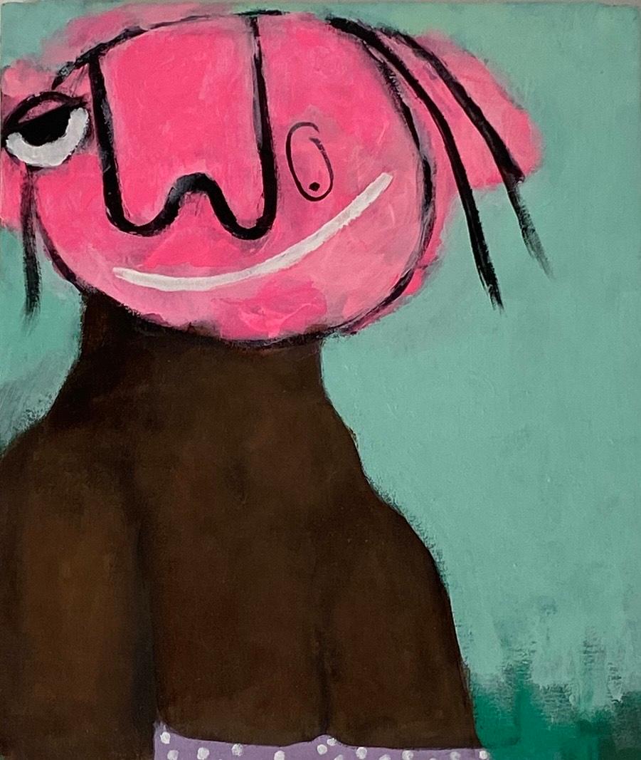 Wisdom Uche Portrait Painting - Wendy - 21st Century, Contemporary, Figurative, Neo-Expressionism, Africa, Love